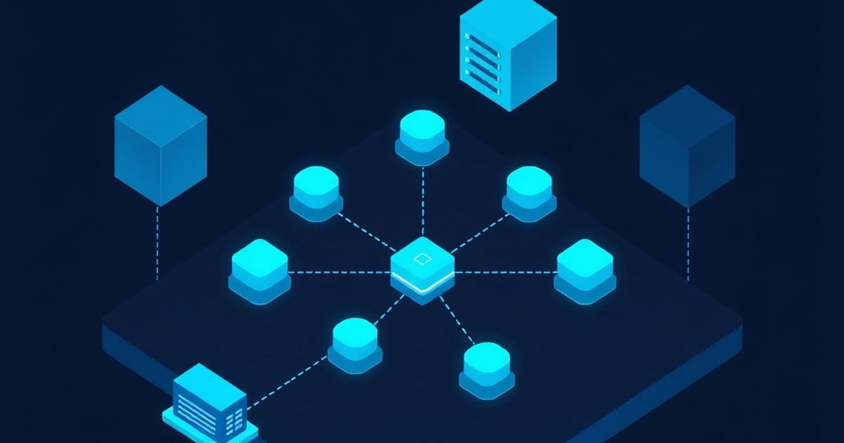 Isometric model registry interface showing versioned artifacts, deployment stages, and promotion gates